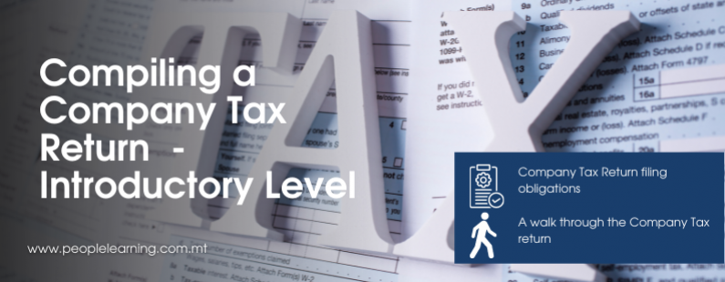 People Learning Compiling a Company Tax Return Introductory Level Course Malta EU Banner 